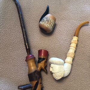 Artisan  Hand Carved Decor Pipe Collection - Brown & Black From Different Areas